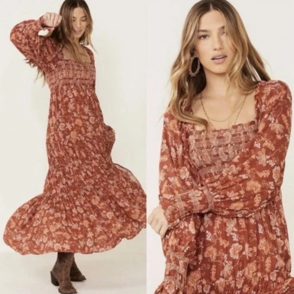 Like NEW XS Free People Sweet Escape Rust Maxi Dress Pockets